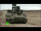 Russian robot tank in action: Uran-9 performs fire drill