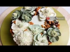 Hellebore and Winterberry Holly winter buttercream flower wreath cake - Happy New Year!