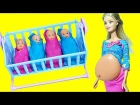 Мультик с куклами Пупсики Барби родила 4 малыша Игры с куклами для девочек Barbie dolls...