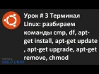 Видео урок 3   Терминал Linux команды: cmp, df, apt get install, remove, update, upgrade, chmod