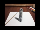 Watercolor speed painting - 3D Tower of Pisa
