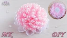 Пышный бант с бусинами из узких лент/ Lush bow with beads. Kanzashi DIY