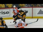 Malkin gets his leg tangled up with Lehtera, takes the worst of it