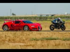 Kawasaki H2R vs Bugatti Veyron Supercar - 1/2 Mile Airstrip Race 2