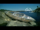 Самодельная прозрачная байдарка из веток и пленки  Homemade stretch film kayak