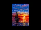 Закат на море мастихином. Татьяна Зубова. Sea sunset. Oil painting. Tatiana Zubova