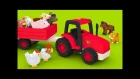 Мультики про машинки Трактор на ферме Домашние животные для детей: учим названия  и голоса животных