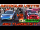 Subaru WRX STi vs TSR's LS3 Corvette with a 100 shot of Nitrous