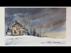 Line and Wash Watercolor. Dramatic nighttime sky. Simple, fun and easy. Peter Sheeler