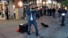 Bryson Andres performing pop music in Downtown Spokane