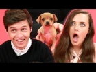 Katherine Langford And Nick Robinson From "Love, Simon" Play With Puppies