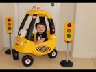 Baby Cab Driver Riding in the Little Tikes Cozy Coupe Cab