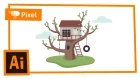 Рисуем домик на дереве в Adobe Illustrator (школа Pixel)