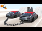 BeamNG.drive - Chained Cars against Bollard