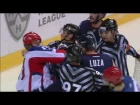 Grigory Panin gets a game misconduct for shoving a linesman