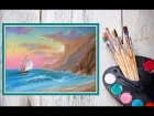 Уроки рисования! Как нарисовать морской пейзаж ПАСТЕЛЬЮ! #Dari_Art