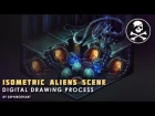 Isometric Aliens Scene. Drawing Process from Twitch Stream Channel | by Sephiroth Art