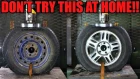 STEEL Vs. ALLOY WHEELS Which One Is Stronger? Hydraulic Press Test!