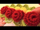 Aprende a tejer a Crochet diademas con rosas de una sola tira con hojas - Learn Crochet