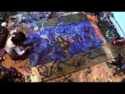 Aelita Andre in 2013 painting "Blue Ocean of the Rainbow Butterflies and Sparkling River"