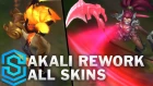 Akali 2018 Rework - All Skins (Blood Moon, Headhunter, Infernal etc)