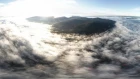 Кандалакша Above the Low Cloud Cover. Aerial Landscape Panoramic Aerial View