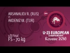 1/8 FS - 70 kg: R. ARSANALIEV (RUS) df. M. AKDENIZ (TUR) by FALL, 11-4