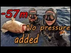 Χωρίς πίεση - Σφυρίδα στα -57m!!!/No pressure added -White grouper -57m!!!